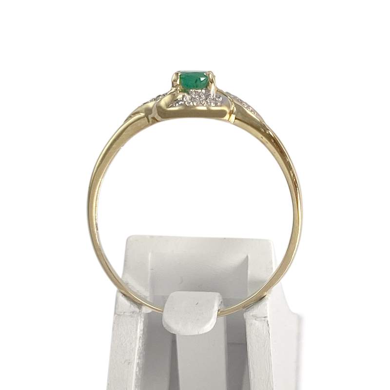 Bague d'occasion  or 750 2 tons diamants émeraude - vue 3