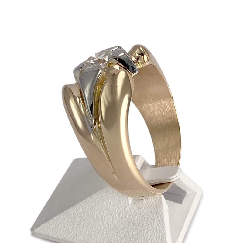 Bague d'occasion  or 750 2 tons diamant - vue 2