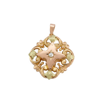 Second-hand brooch in 750 yellow gold with cultured pearl
