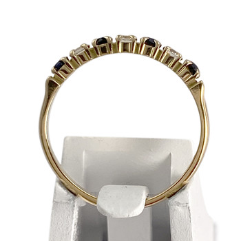 Pre-owned 750 yellow gold ring with sapphire and zirconia stones