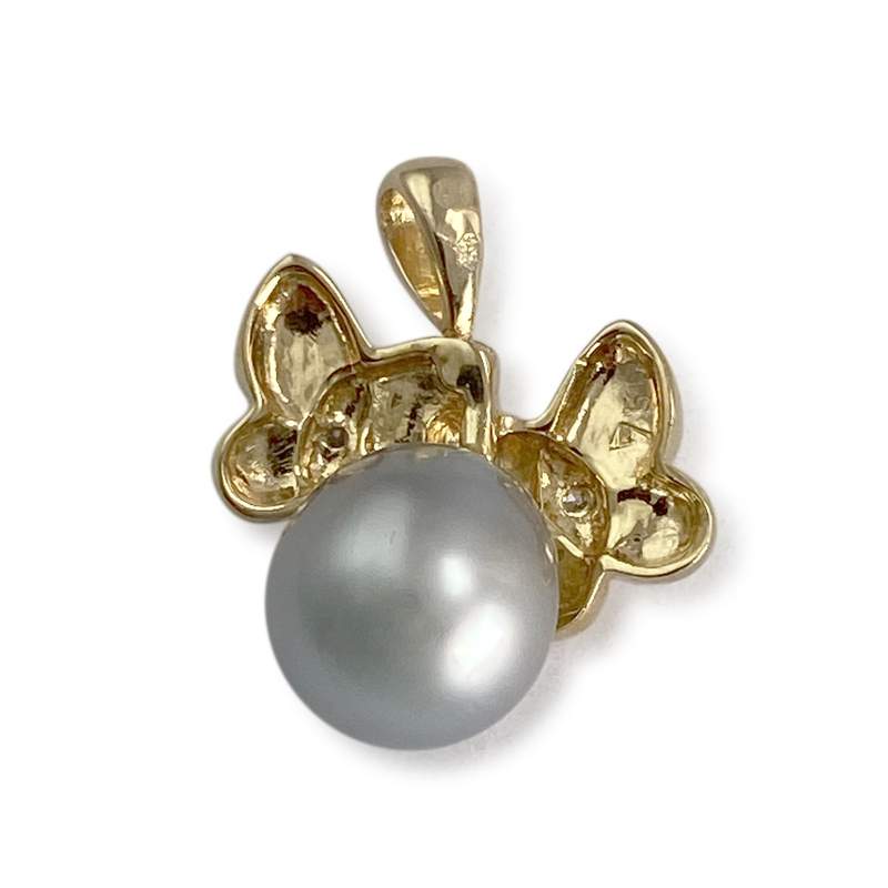 Pendentif d'occasion or 750 2 tons diamant perle de culture - vue 2