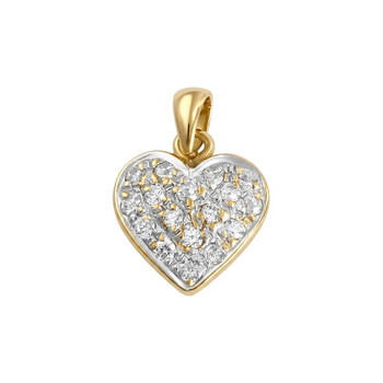 Pendentif d'occasion or 750 2 tons coeur zirconias