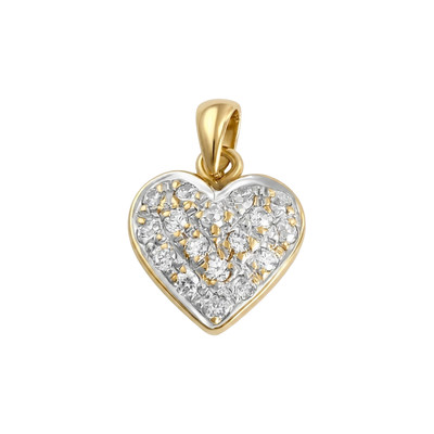 Pendentif d'occasion or 750 2 tons coeur zirconias - vue 1