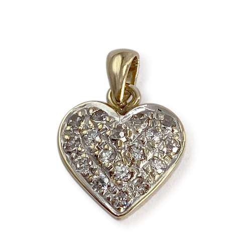 Pendentif d'occasion or 750 2 tons coeur zirconias