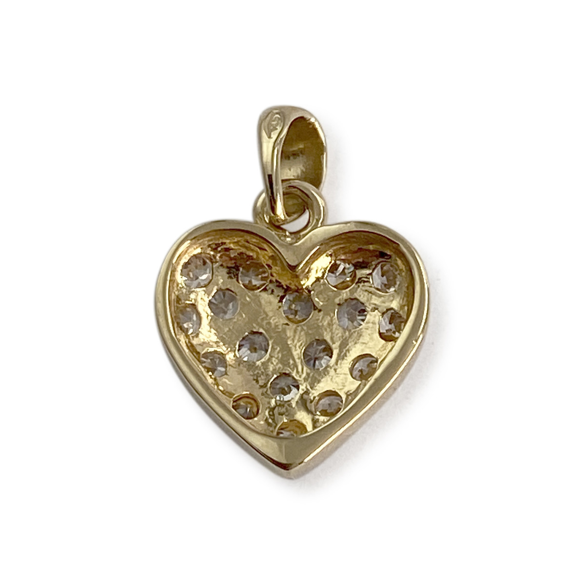 Pendentif d'occasion or 750 2 tons coeur zirconias - vue 2