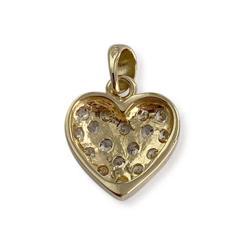 Pendentif d'occasion or 750 2 tons coeur zirconias