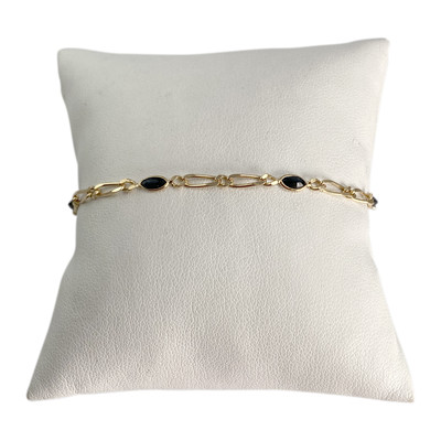 Bracelet d'occasion or 750 jaune maille fantaisie saphir