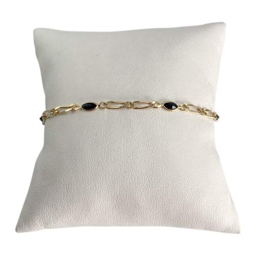 Bracelet d'occasion or 750 jaune maille fantaisie saphir