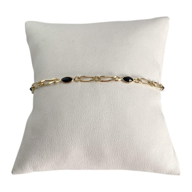 Bracelet d'occasion or 750 jaune maille fantaisie saphir - vue 1