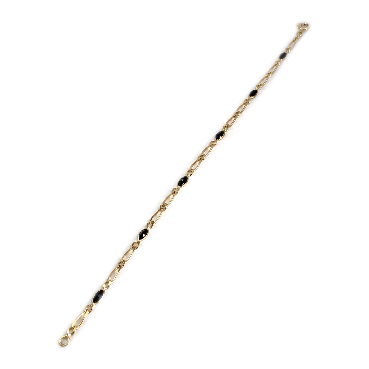 Bracelet d'occasion or 750 jaune maille fantaisie saphir - vue 2
