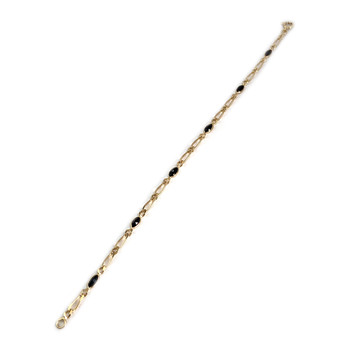 Bracelet d'occasion or 750 jaune maille fantaisie saphir