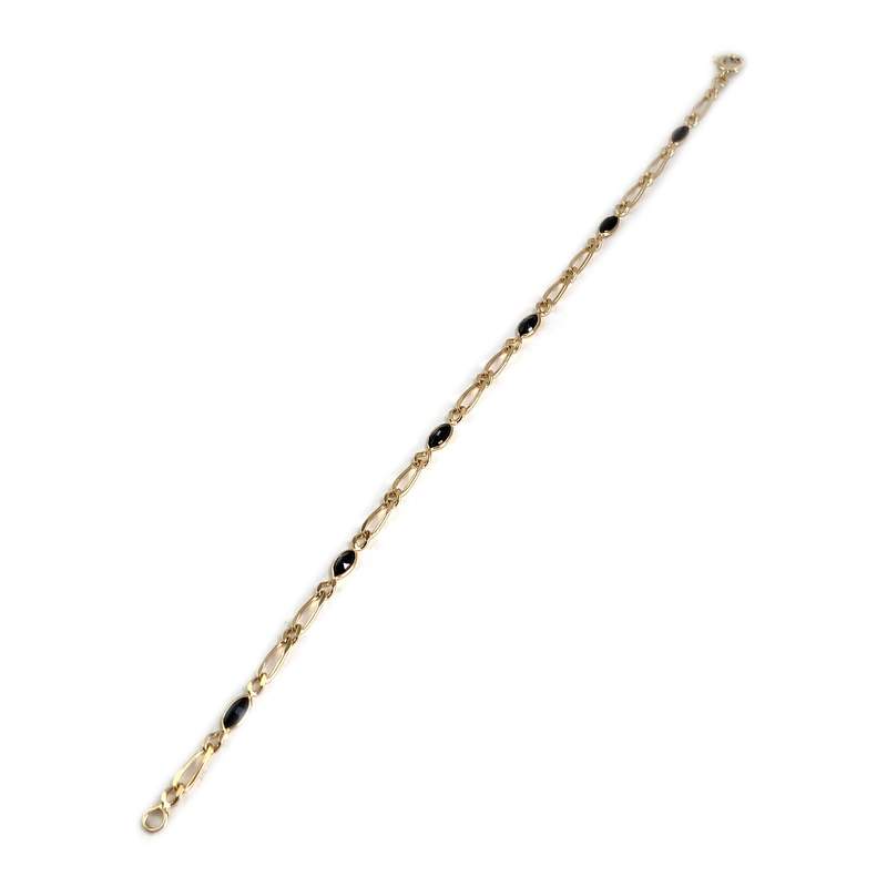Bracelet d'occasion or 750 jaune maille fantaisie saphir - vue 2
