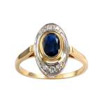 Bague d'occasion or 750 2 tons saphir diamant - vue 1