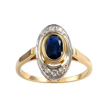 Bague d'occasion or 750 2 tons saphir diamant