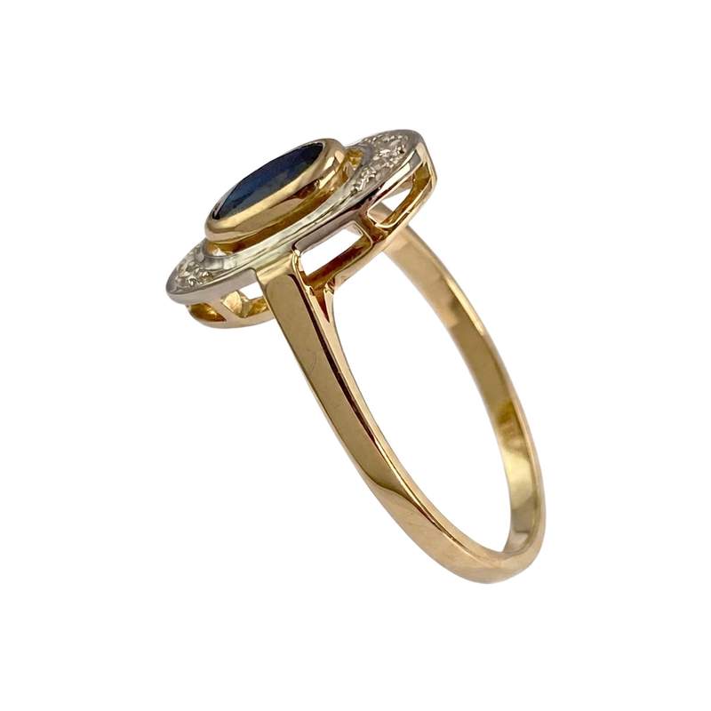 Bague d'occasion or 750 2 tons saphir diamant - vue 2