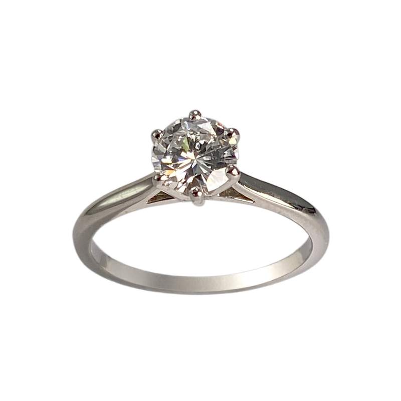 Solitaire d'occasion or 750 blanc diamant - vue 1