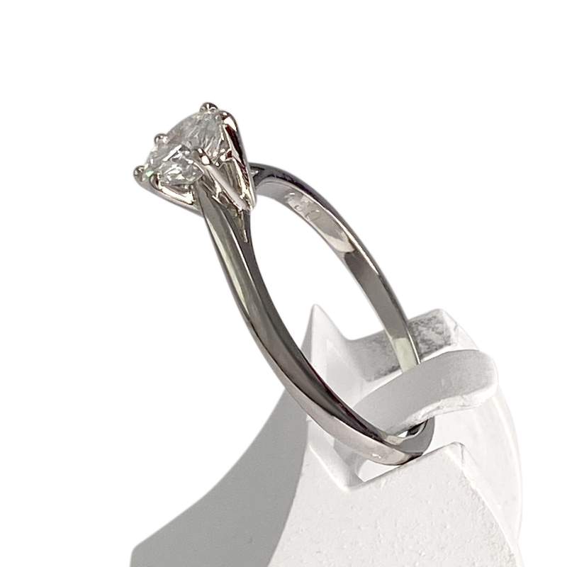 Solitaire d'occasion or 750 blanc diamant - vue 2