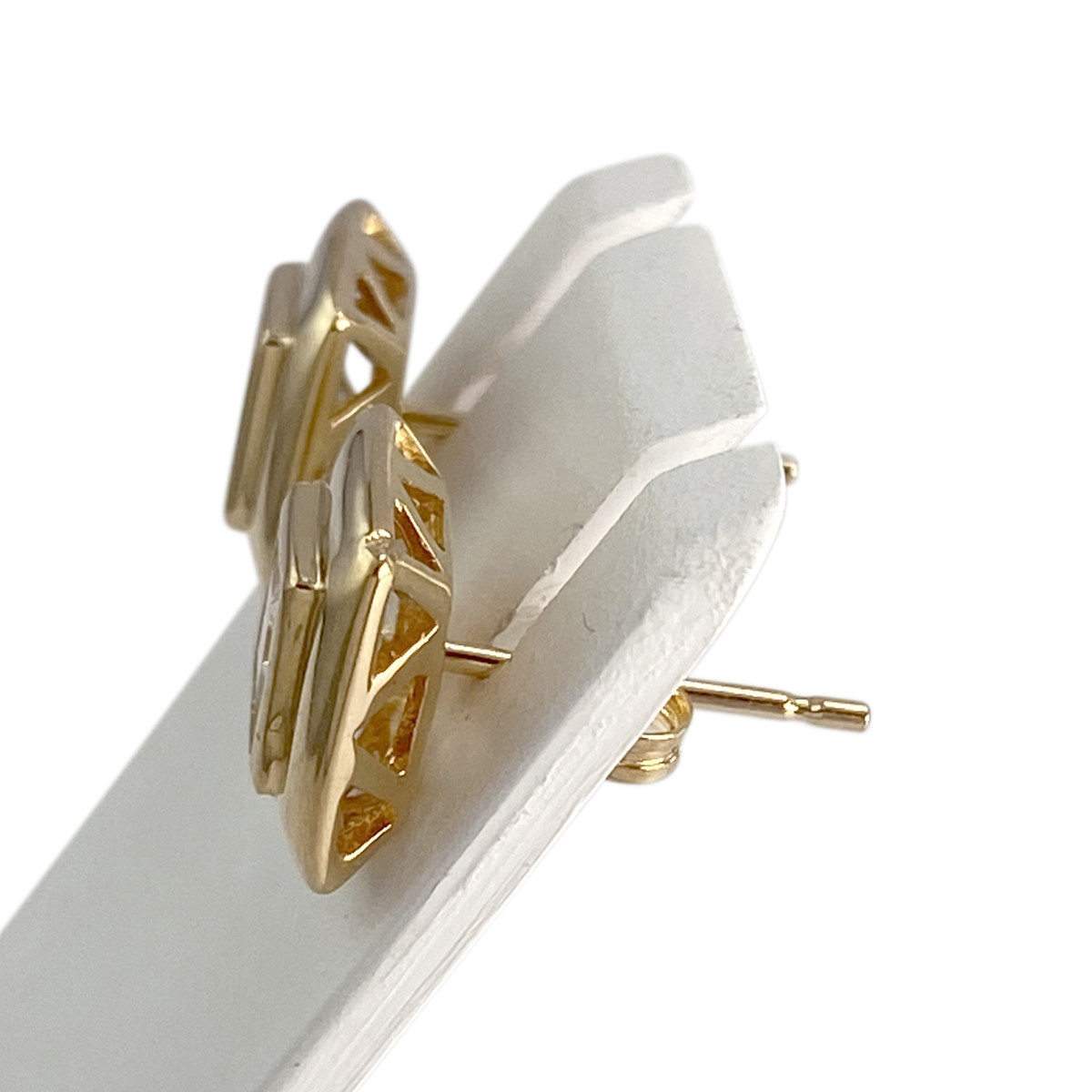 Boucles d'oreilles d'occasion or 750 jaune aigue marine - vue 2