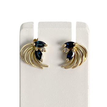 Boucles d'oreilles d'occasion or 750 jaune saphir diamant