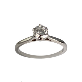 Tweedehands gouden 750 witte diamanten ring