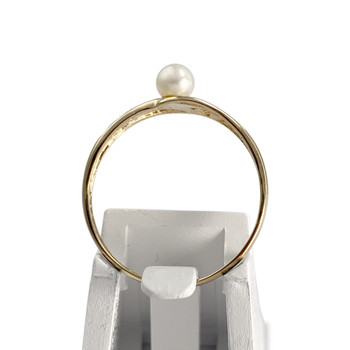 Second-hand gold ring 750 yellow cultured pearl