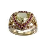 Bague d'occasion or 750 2 tons diamant rubis saphir quartz - vue 1