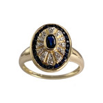 Bague d'occasion or 750 jaune saphir diamant - vue 1