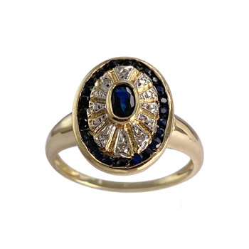 Second-hand gold 750 yellow sapphire diamond ring