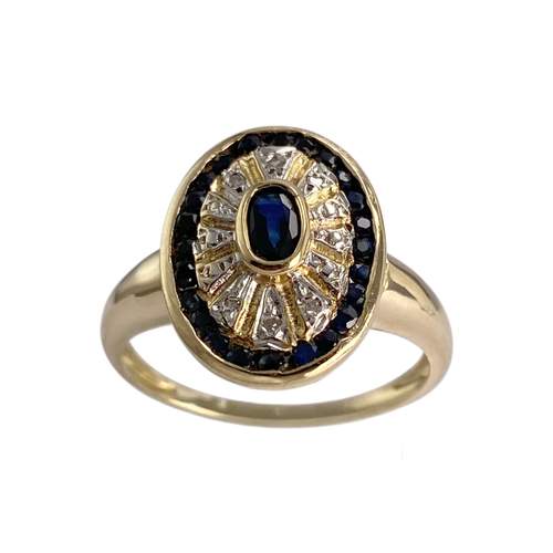 Bague d'occasion or 750 jaune saphir diamant