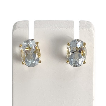 Boucles d'oreilles d'occasion or 750 jaune aigue marine
