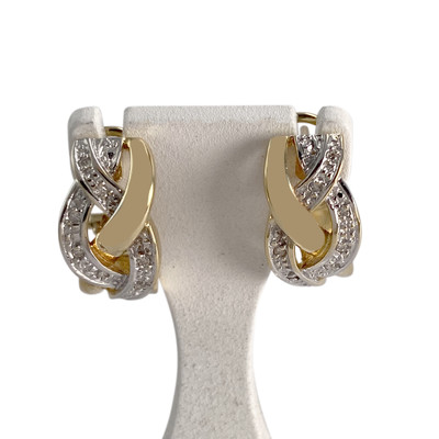 Boucles d'oreilles d'occasion or 750 2 tons diamant - vue 1