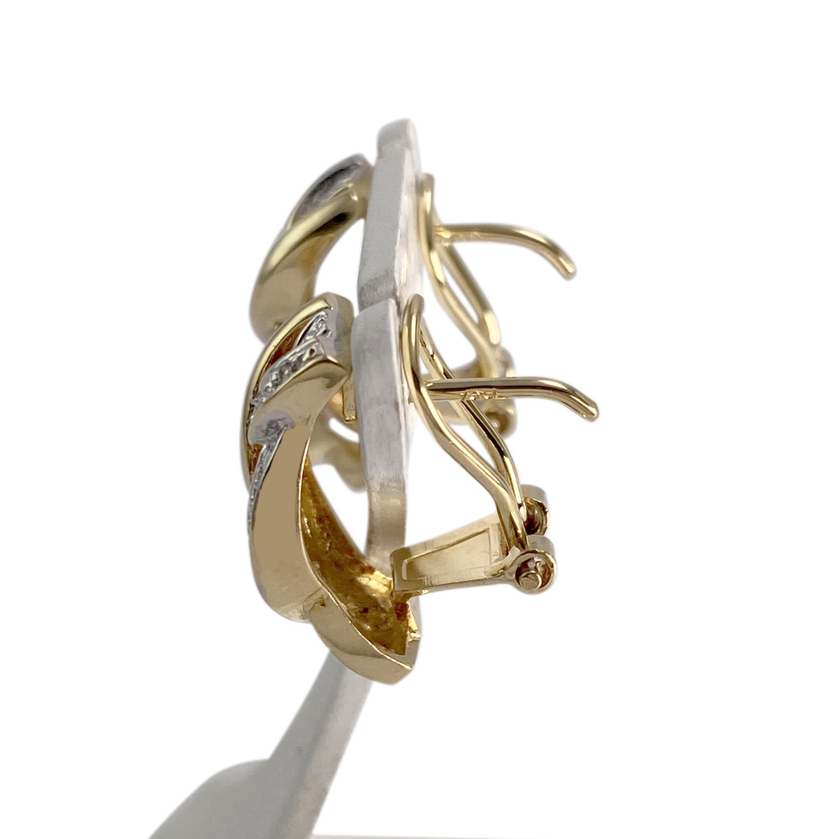 Boucles d'oreilles d'occasion or 750 2 tons diamant - vue 2