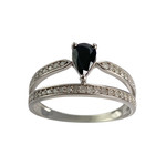 Bague d'occasion or 375 blanc diamant saphir - vue 1