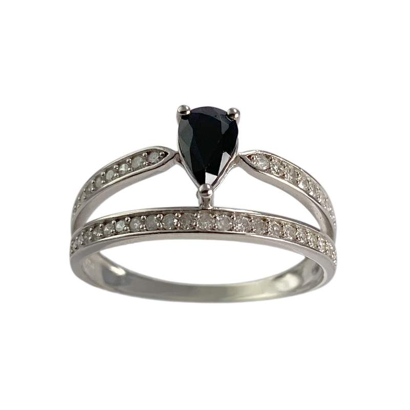 Bague d'occasion or 375 blanc diamant saphir - vue 1