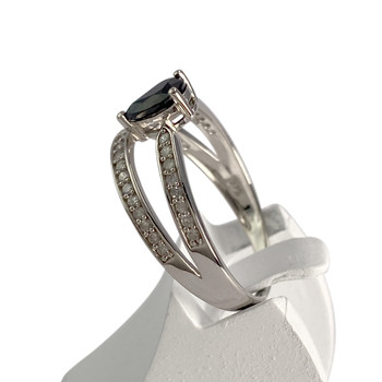 Bague d'occasion or 375 blanc diamant saphir