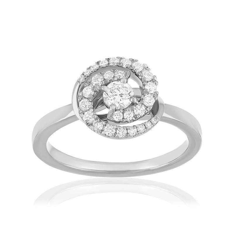 Bague d'occasion or blanc diamant - vue 1