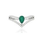 Bague d'occasion or blanc 750, émeraude, diamants. - vue 3