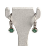 Boucles d'oreilles occasion or 375 blanc émeraudes diamants - vue 1