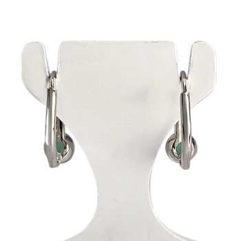 Boucles d'oreilles occasion or 375 blanc émeraudes diamants