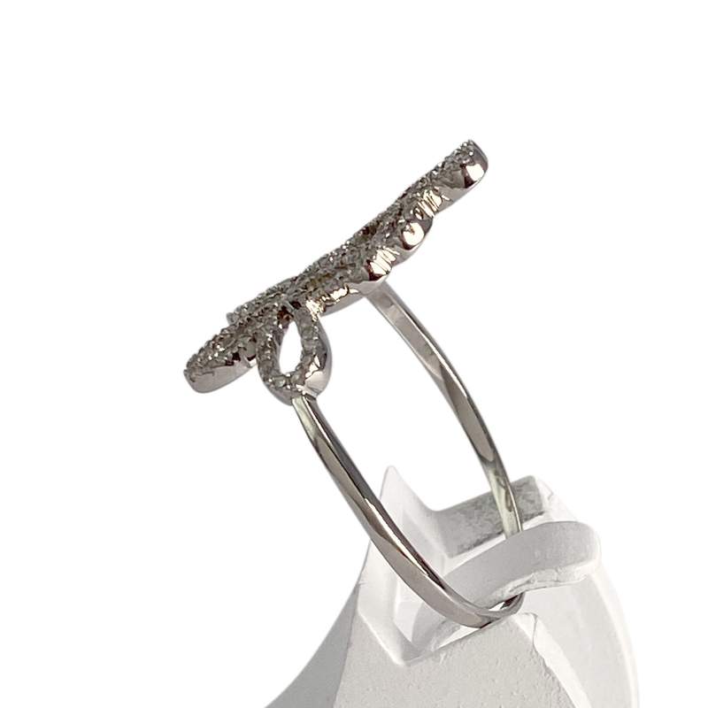 Bague d'occasion or 750 blanc fleur diamants - vue 2