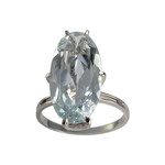 Bague d'occasion or 750 blanc aigue marine - vue 1