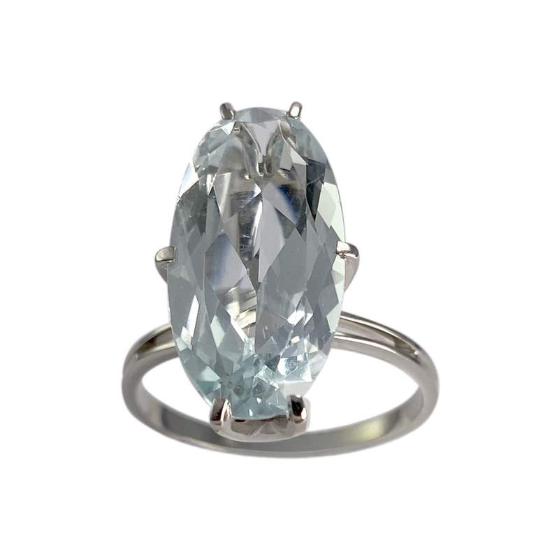 Bague d'occasion or 750 blanc aigue marine - vue 1