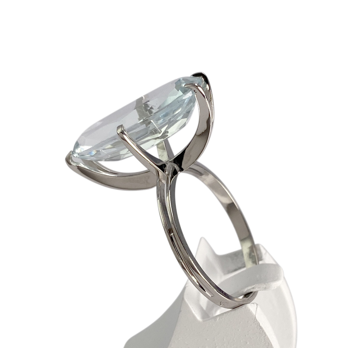 Bague d'occasion or 750 blanc aigue marine - vue 2
