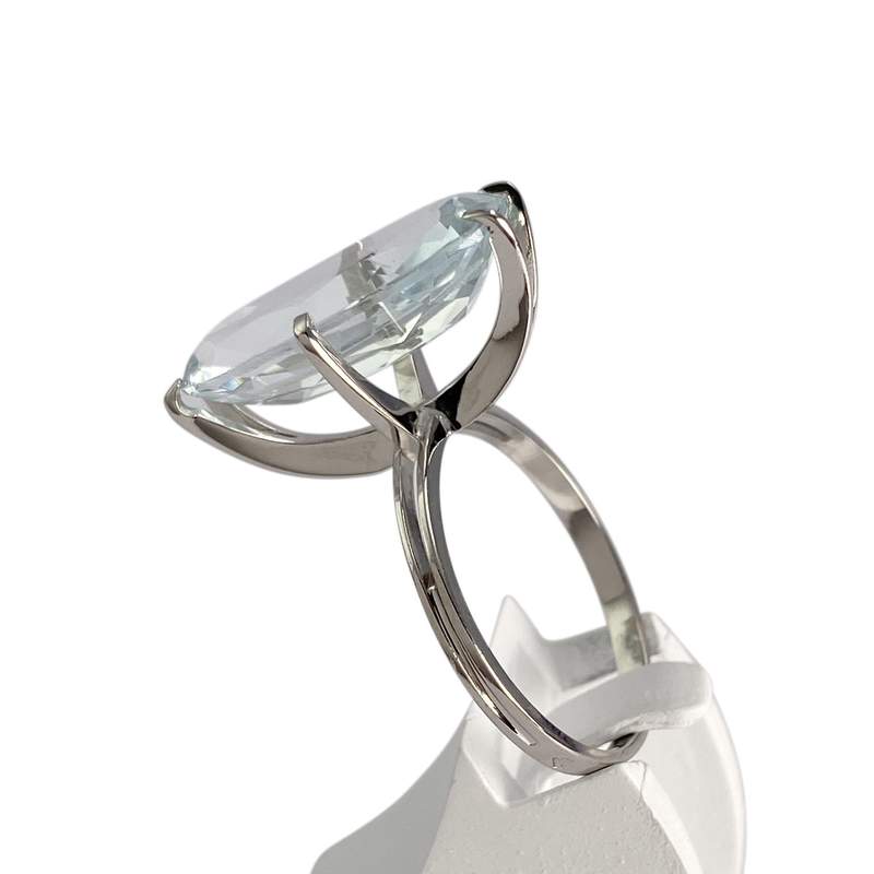 Bague d'occasion or 750 blanc aigue marine - vue 2