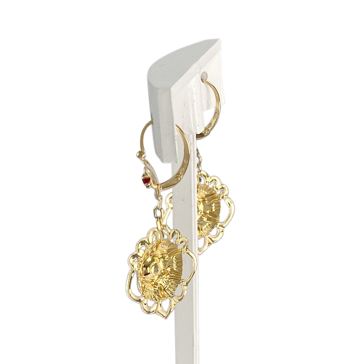 Boucles d'oreilles d'occasion or 750 jaune rubis synthetiques - vue 2