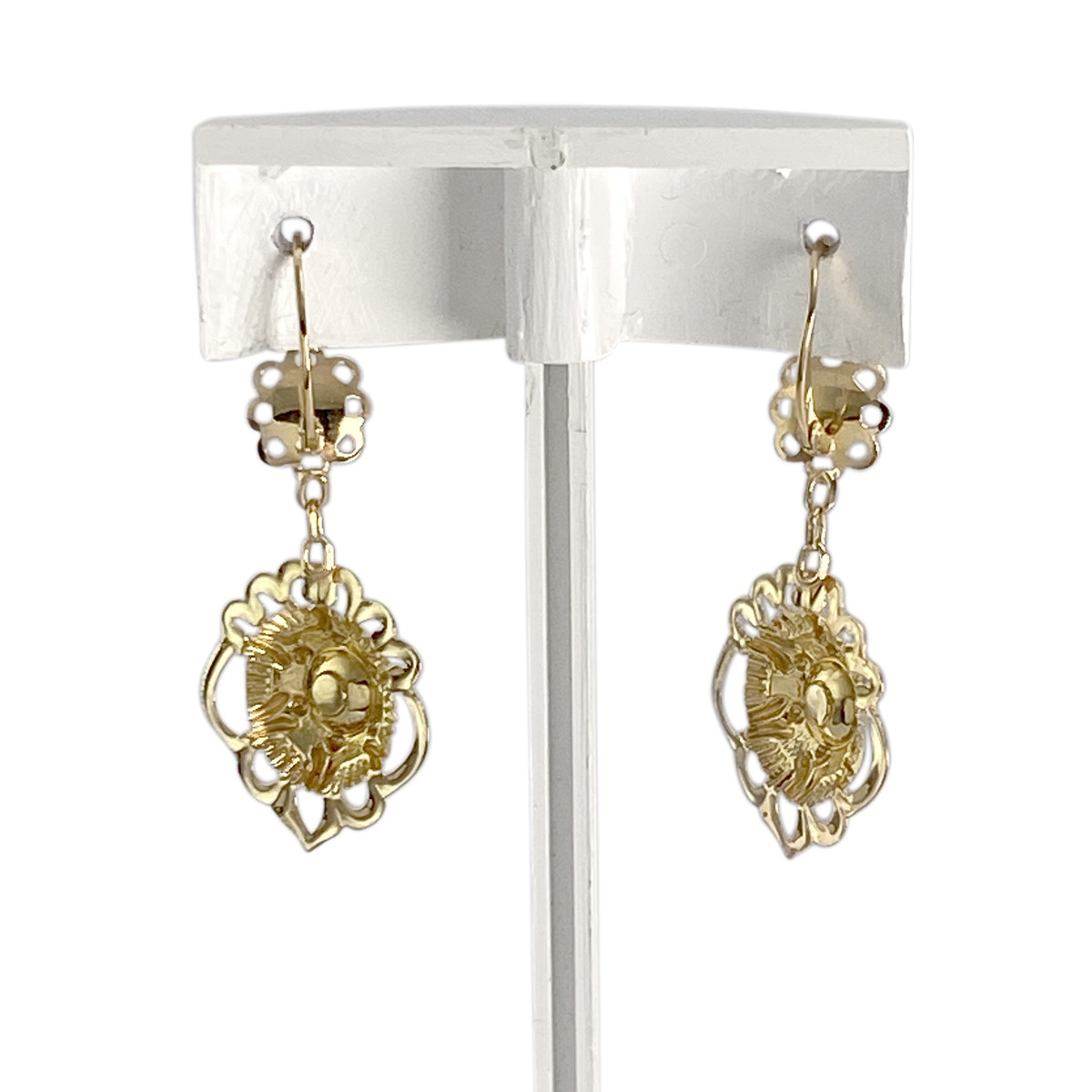 Boucles d'oreilles d'occasion or 750 jaune rubis synthetiques - vue 3