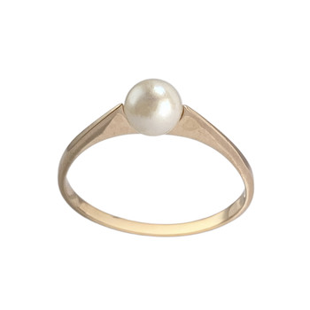 Tweedehands gouden ring 750 gele gekweekte parel