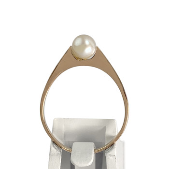 Tweedehands gouden ring 750 gele gekweekte parel