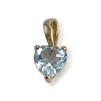 Pendentif d'occasion or 375 jaune coeur topaze traitée sky blue