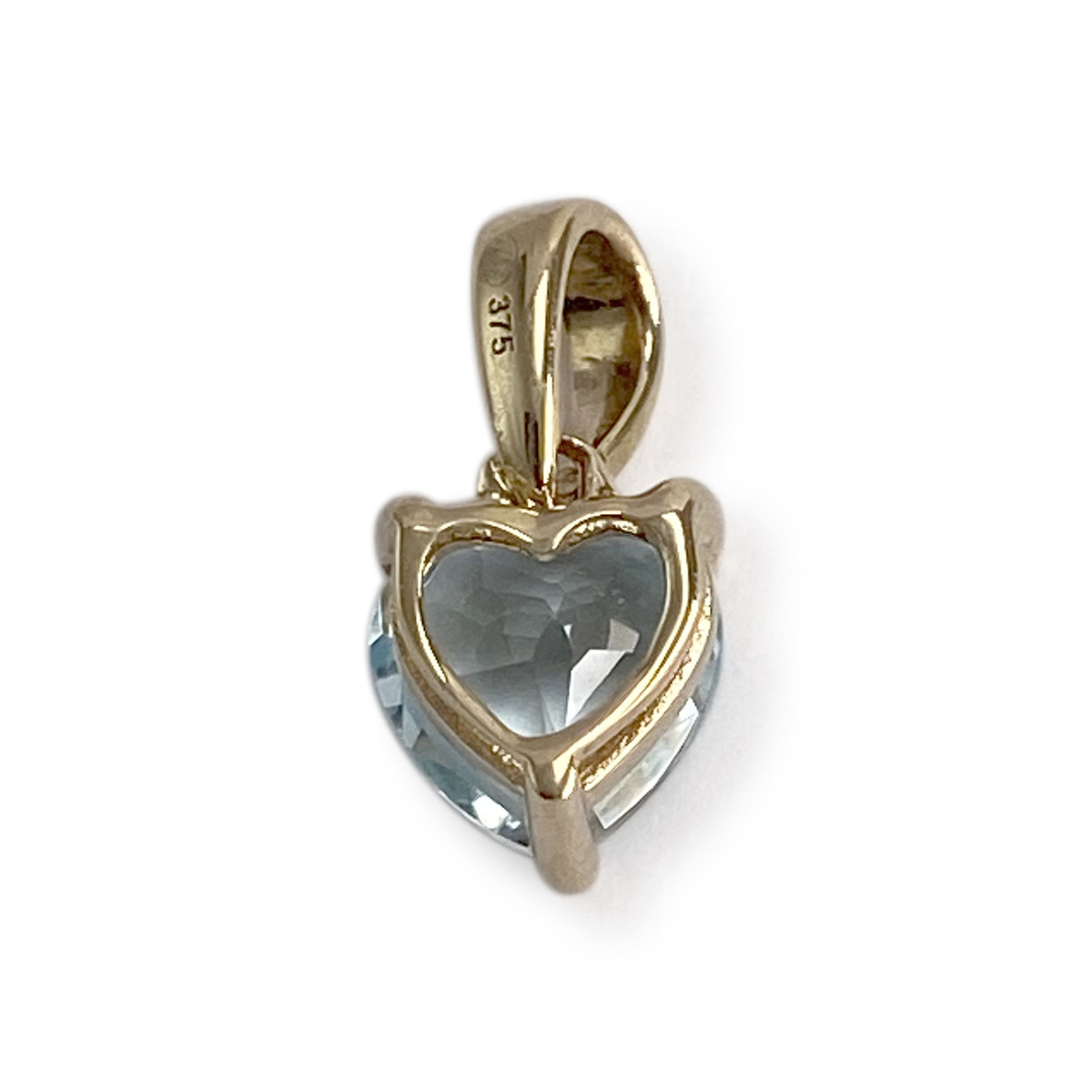 Pendentif d'occasion or 375 jaune coeur topaze traitée sky blue - vue 2